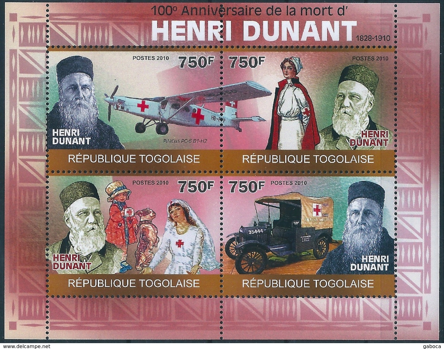 B8539 Togo Personality Dunant Transport Organization Red Cross Miniature Sheet MNH - Henry Dunant