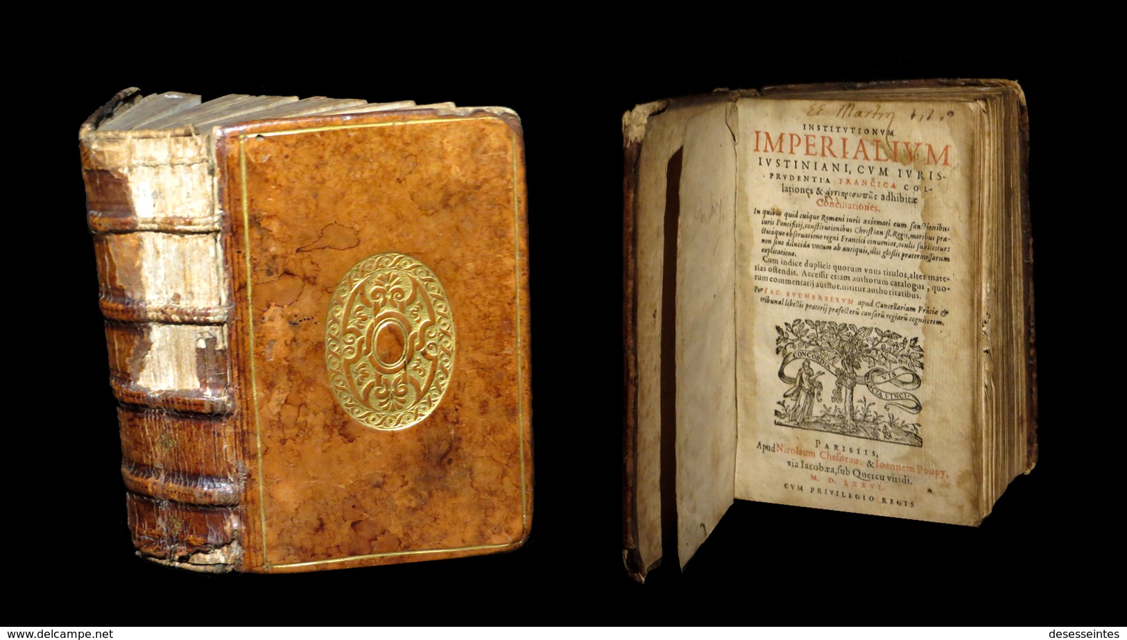 [DROIT CODE JUSTINIEN] BUCHERELLUM - Institutionum Imperialium Justiniani [Institutes De Justinien]. 1576. - Jusque 1700