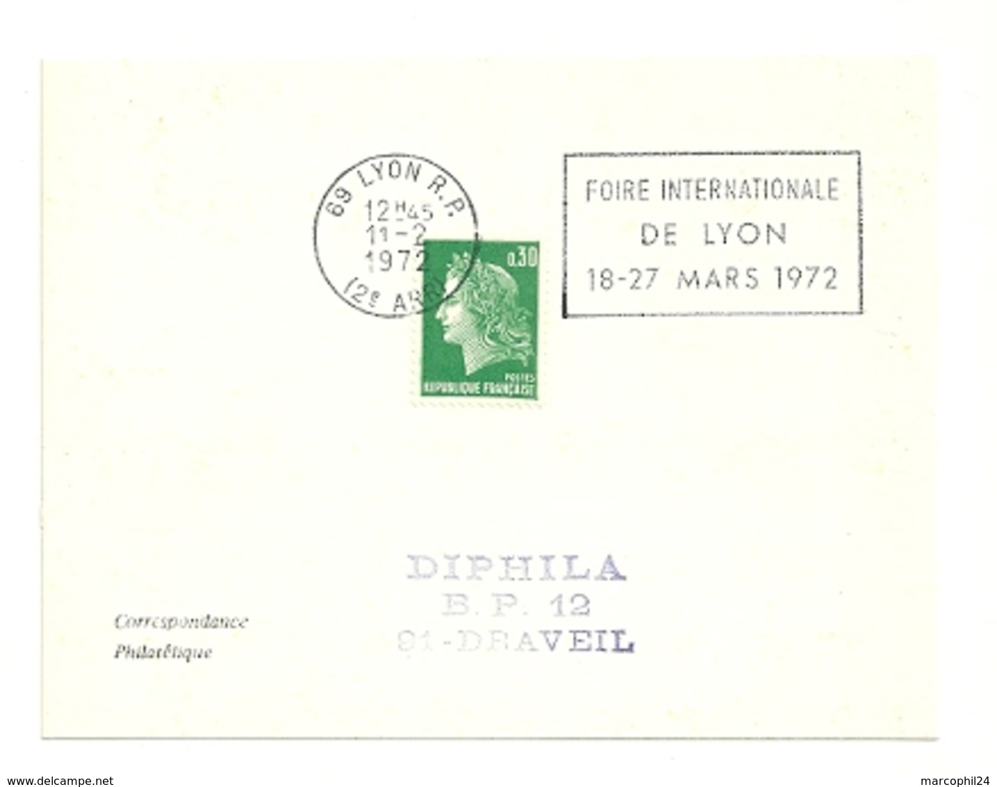 RHONE - Dépt N° 69 = LYON RP (2e ARR.) 1972 = FLAMME à DROITE =  SECAP 'FOIRE INTERNATIONALE' - Mechanical Postmarks (Advertisement)