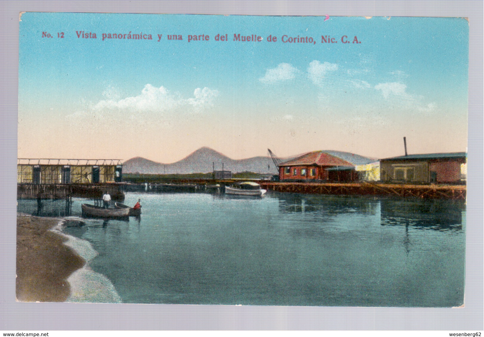 Nicaragua Vista Panorámica Y Una Parte Del Muelle De Corinto Ca 1930 Old Postcard - Nicaragua