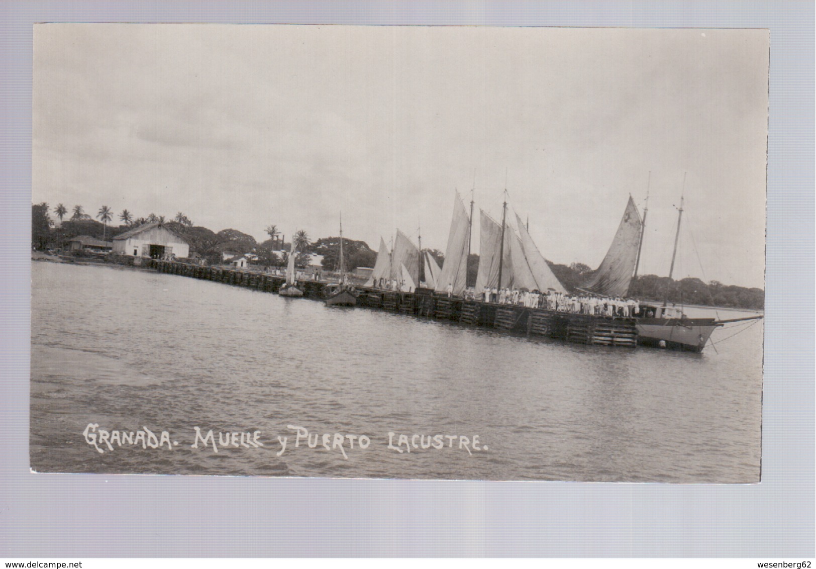 Nicaragua Granada, Muelle Y Puerto Lacustre Ca 1930 A. Diaz Old Photo Postcard - Nicaragua