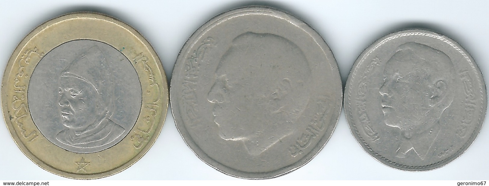 Morocco - Hassan II - AH1388 (1969 - KM56) - 1 Dirham; AH400 (1980 - KM72) - 5 Dirhams; AH1415 (1995 - KM92) - Marokko