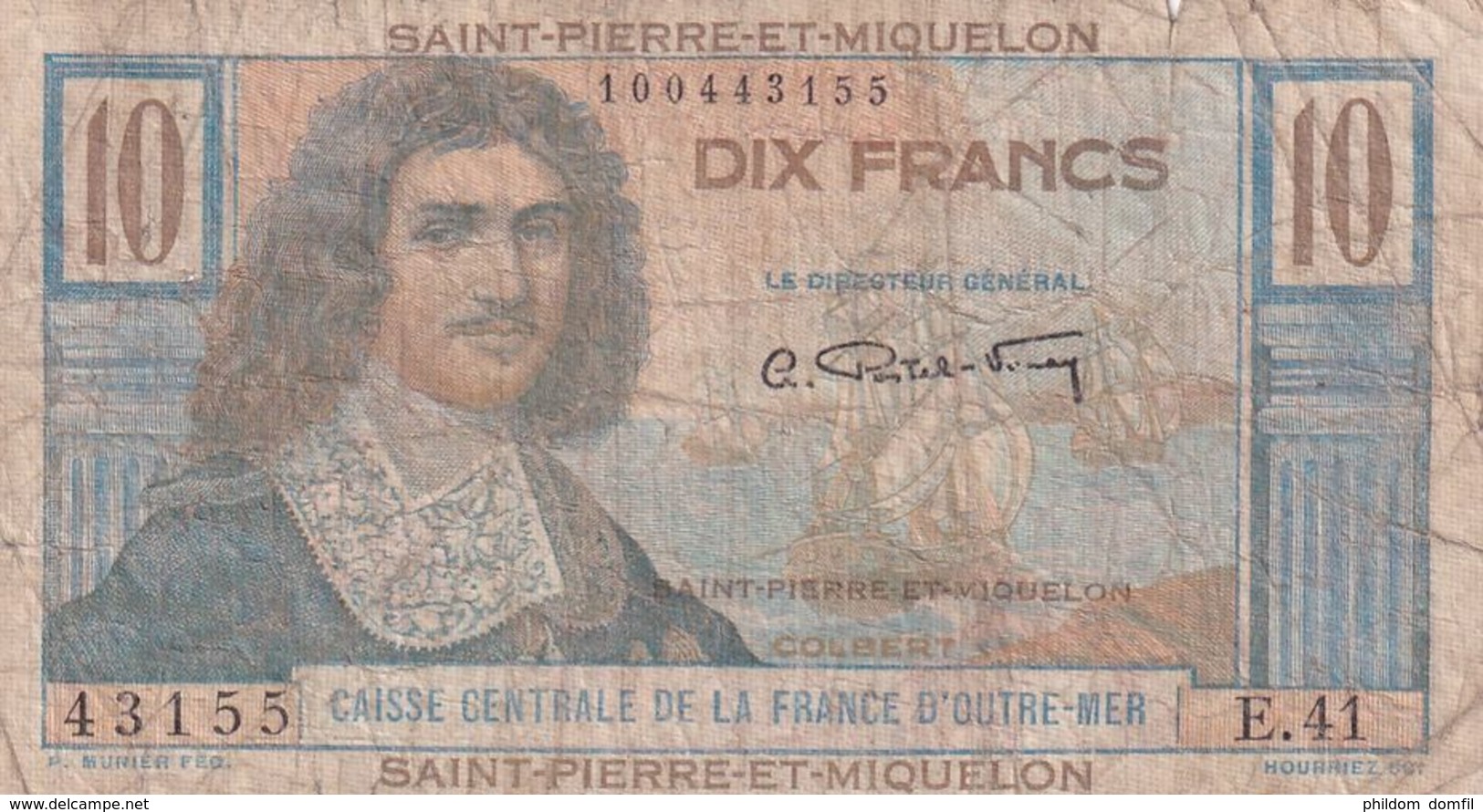 Ref. 1583-2005 - BIN ST. PIERRE AND MIQUELON . 2020. SANT PIERRE ET MIQUELON  10 ESCUDOS 1950 - 1960 - Papeete (Frans-Polynesië 1914-1985)