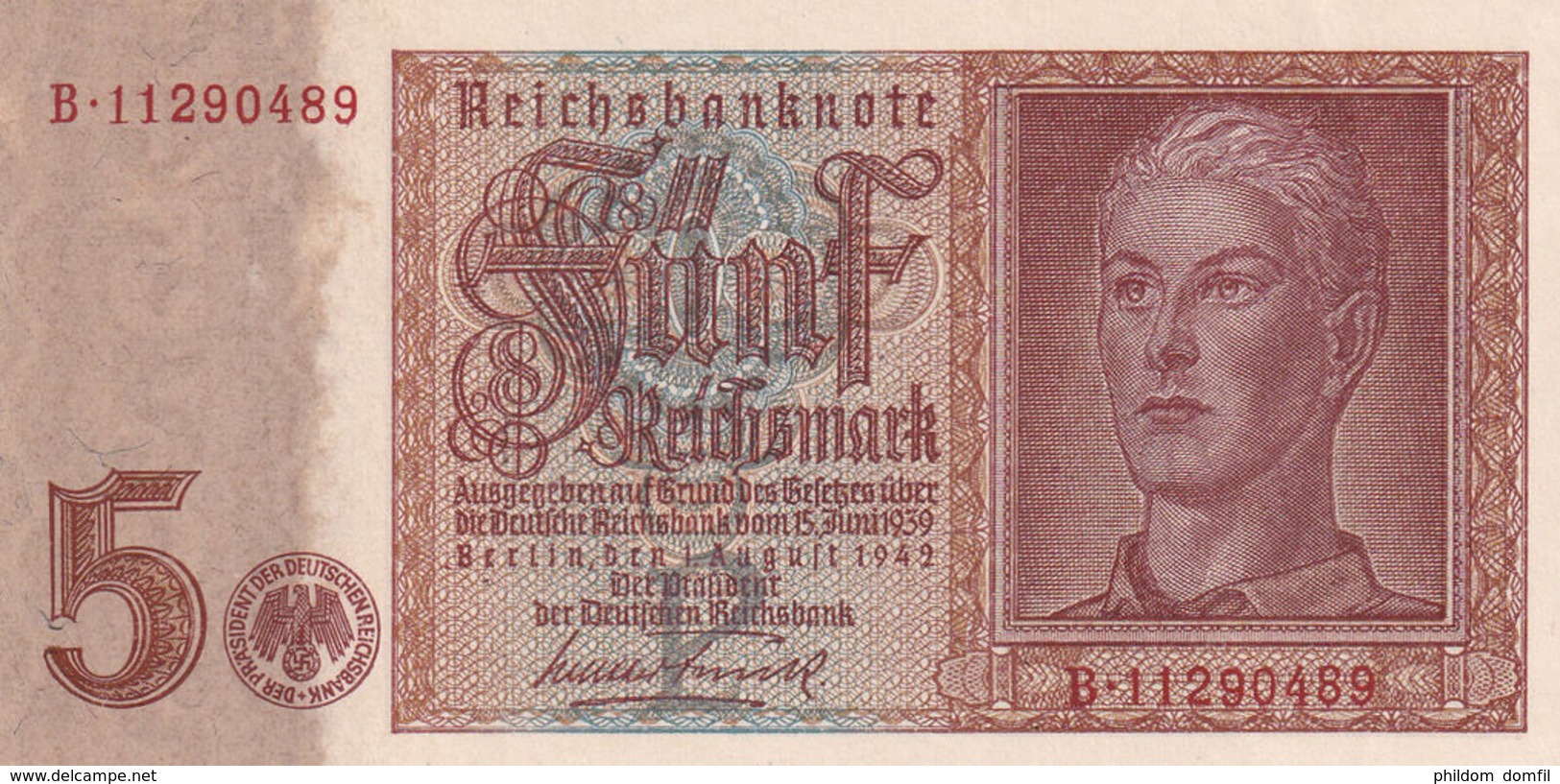 Ref. 1070-1492 - BIN GERMANY . 1942. GERMANY 1942 GERMAN BERLIN 5 REICHSMARK - Other & Unclassified