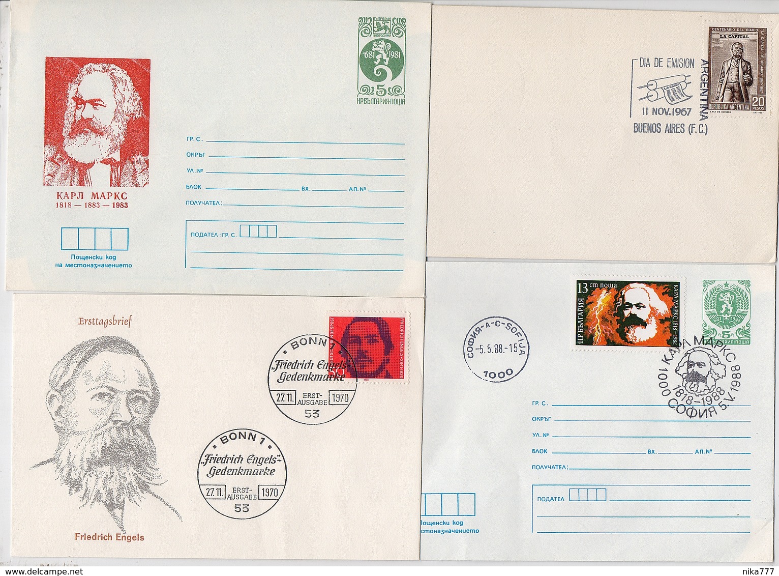 MARX Lot 4 Cover Germany Philosopher Journalist Capital Economic Engels Argentina Bulgaria - Karl Marx