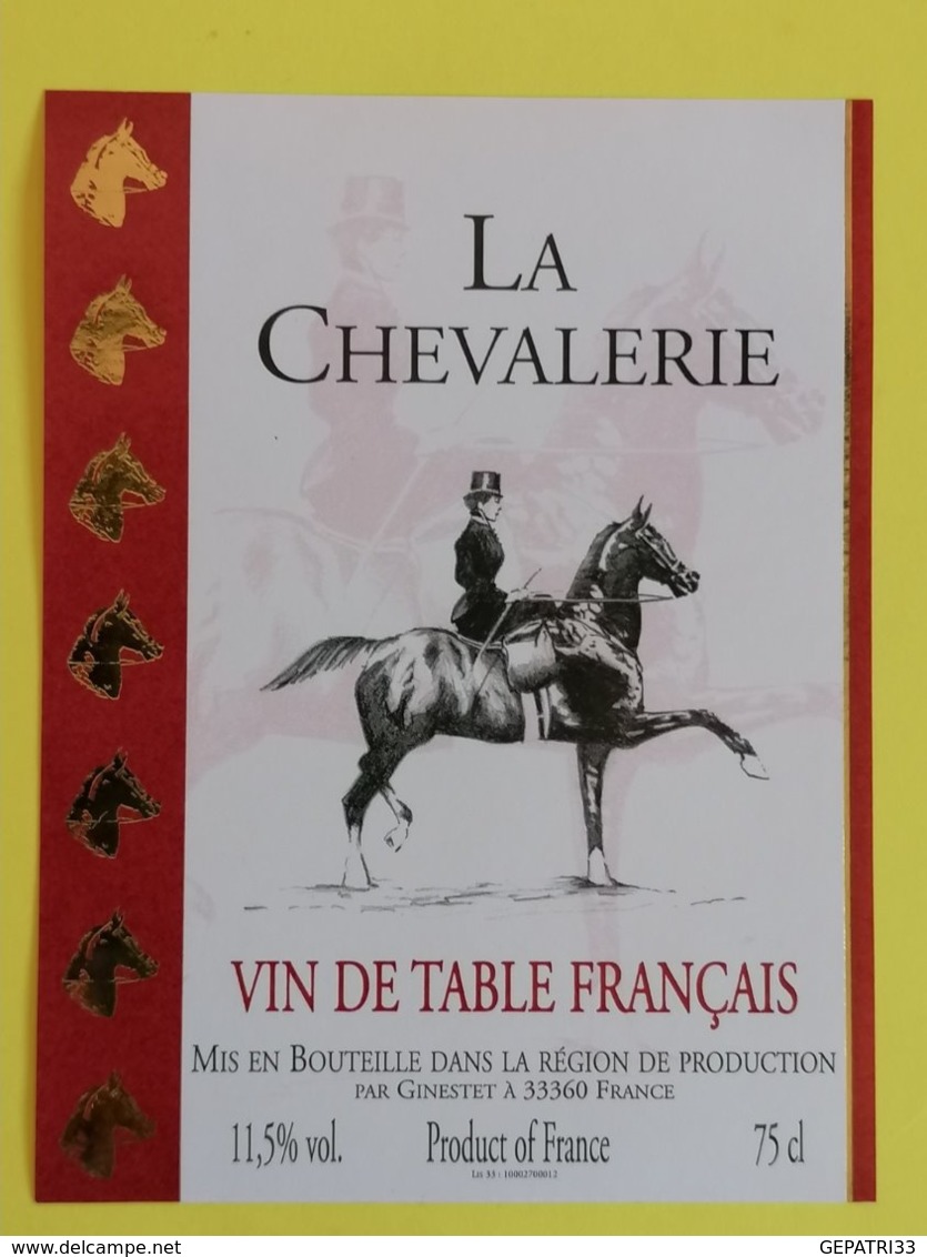 BORDEAUX ETIQUETTE LA CHEVALERIE - Chevaux