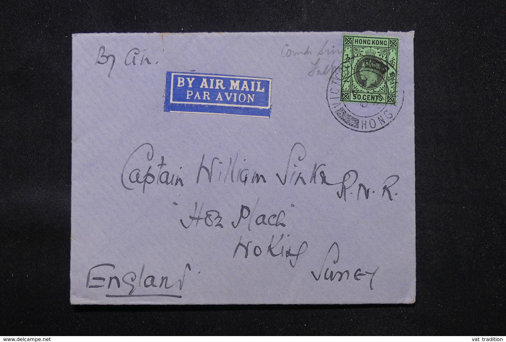 HONG KONG - Enveloppe Pour Le Royaume Uni En 1937 Par Avion, Affranchissement Plaisant - L 59172 - Cartas & Documentos