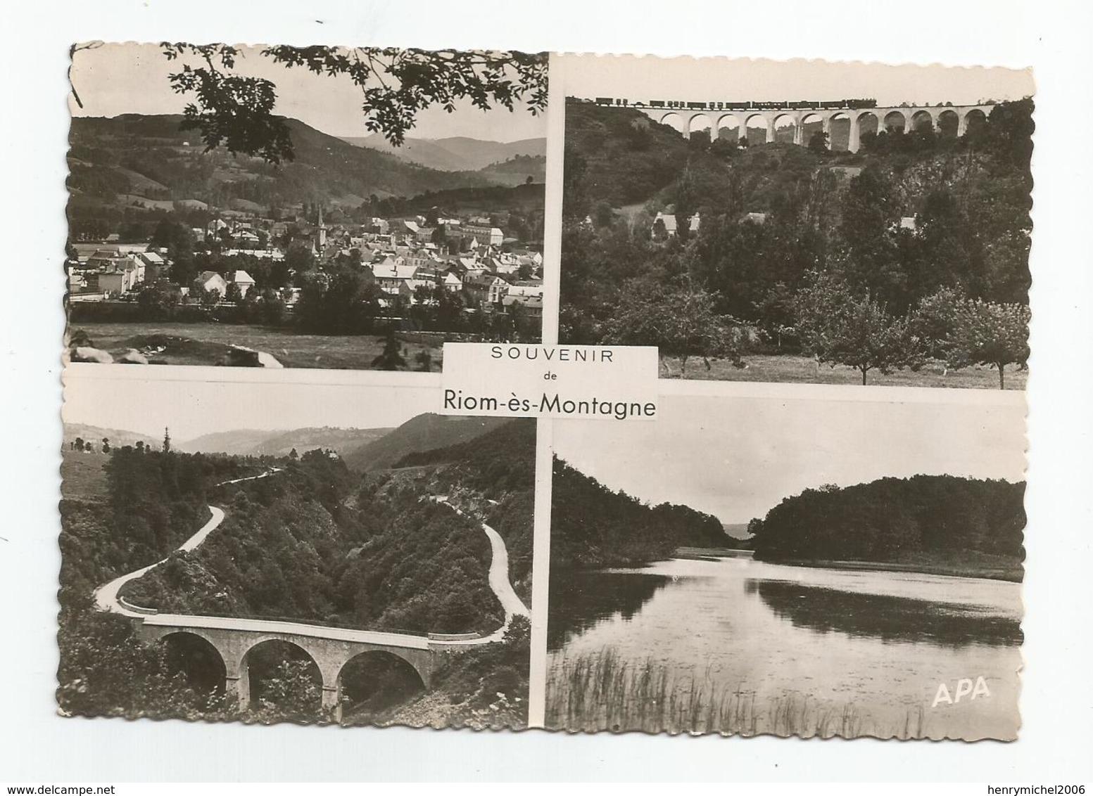 15 Cantal Riom Es Montagne Souvenir Multi Vues Dt Train Viaduc - Other & Unclassified