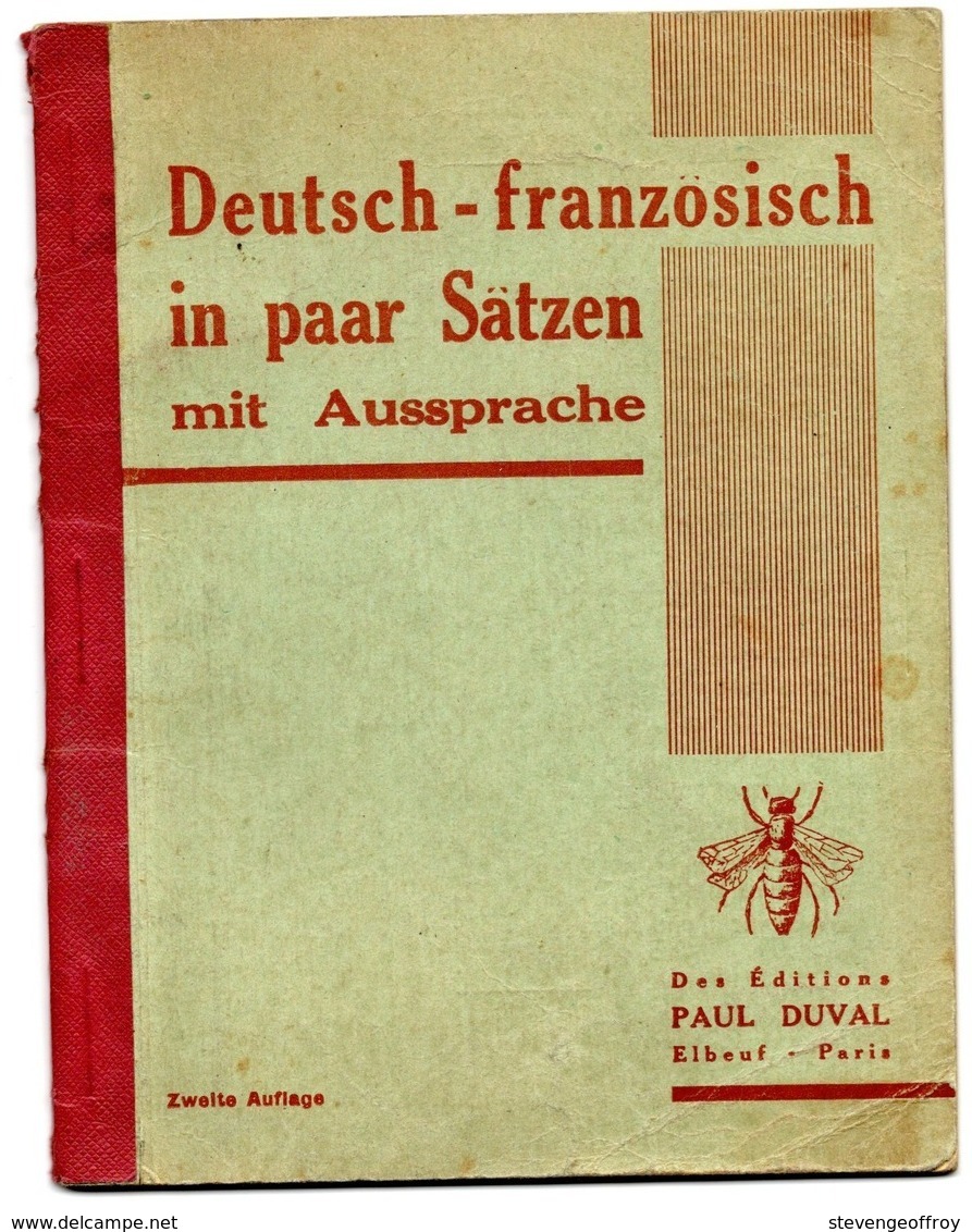 Livre Deutsch Franzosich In Paar Mit Aussprache Paul Duval Elbeuf Paris 1940 Brabec Berka - Dictionaries
