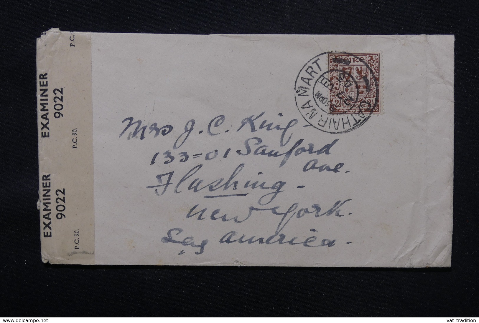 IRLANDE - Enveloppe De Cathair An Mart Pour New York En 1943 Avec Contrôle Postal - L 59180 - Cartas & Documentos