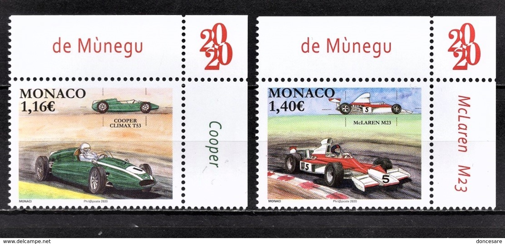 MONACO 2020 - SERIE 2 TP / Y.T. N° 3227 ET 3228 / LES VOITURES DE COURSE MYTHIQUES  - NEUFS ** - Unused Stamps