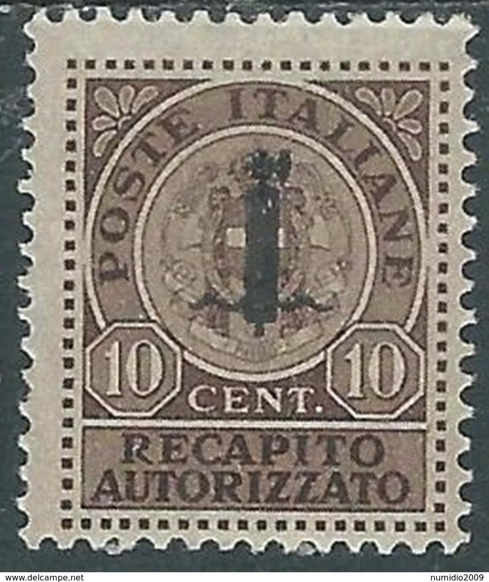 1944 RSI RECAPITO AUTORIZZATO 10 CENT MH * - RC11-10 - Poste Exprèsse