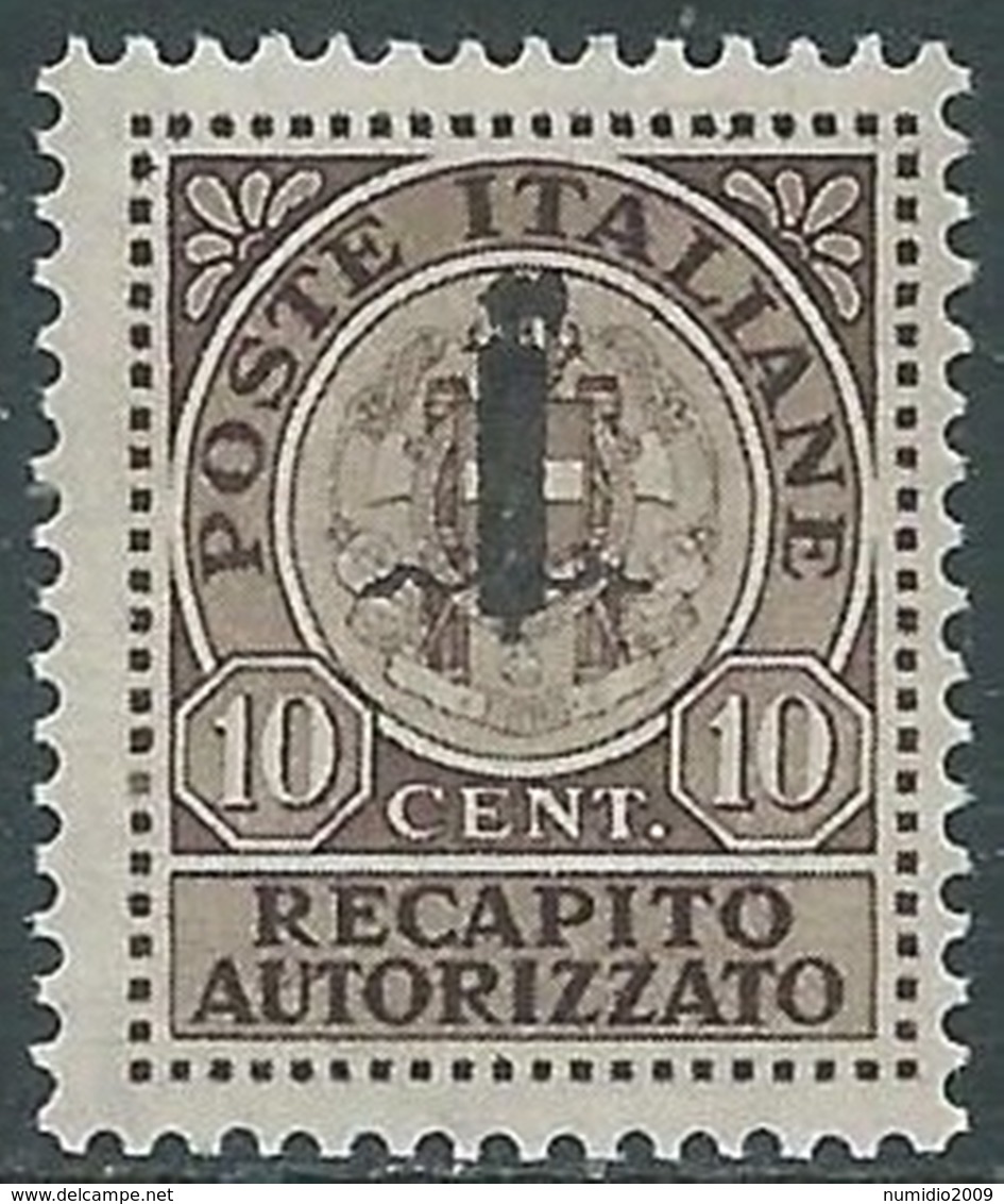 1944 RSI RECAPITO AUTORIZZATO 10 CENT MNH ** - RC11-7 - Poste Exprèsse