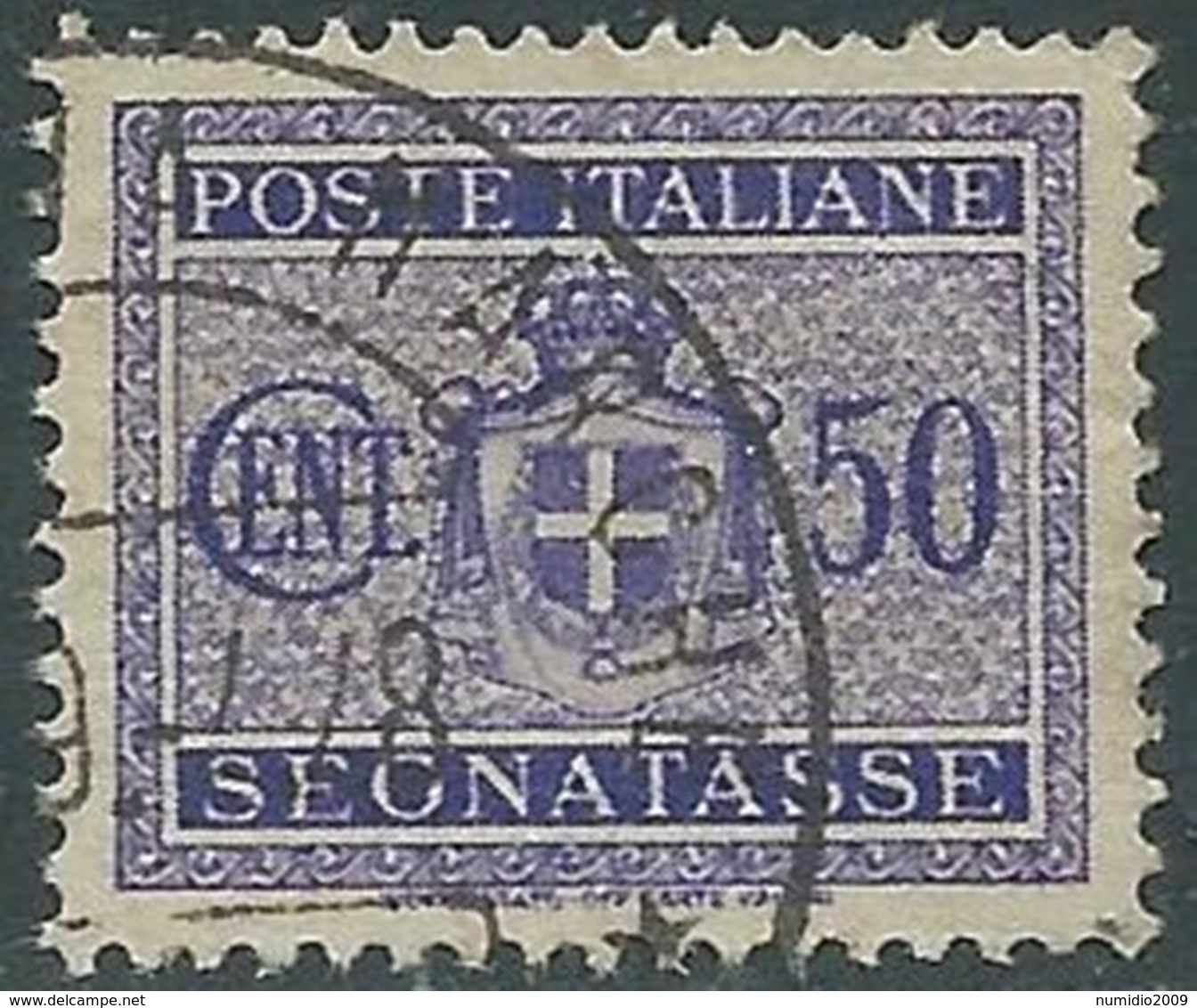 1945 LUOGOTENENZA SEGNATASSE USATO 50 CENT FILIGRANA RUOTA - RC13-4 - Taxe