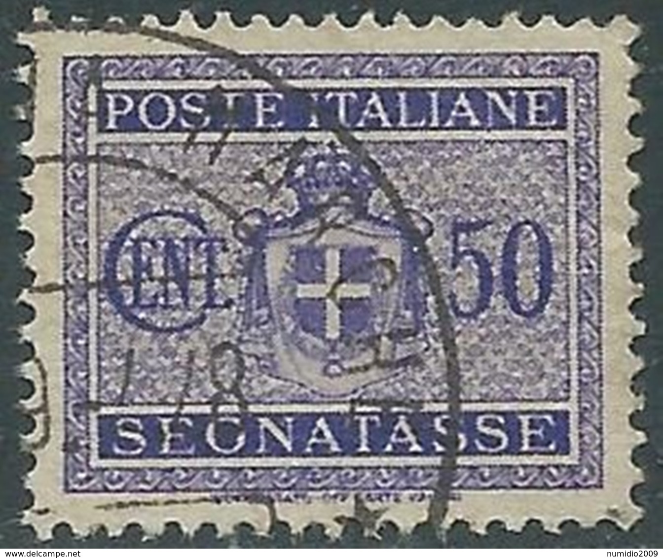 1945 LUOGOTENENZA SEGNATASSE USATO 50 CENT FILIGRANA RUOTA - RC13-4 - Strafport