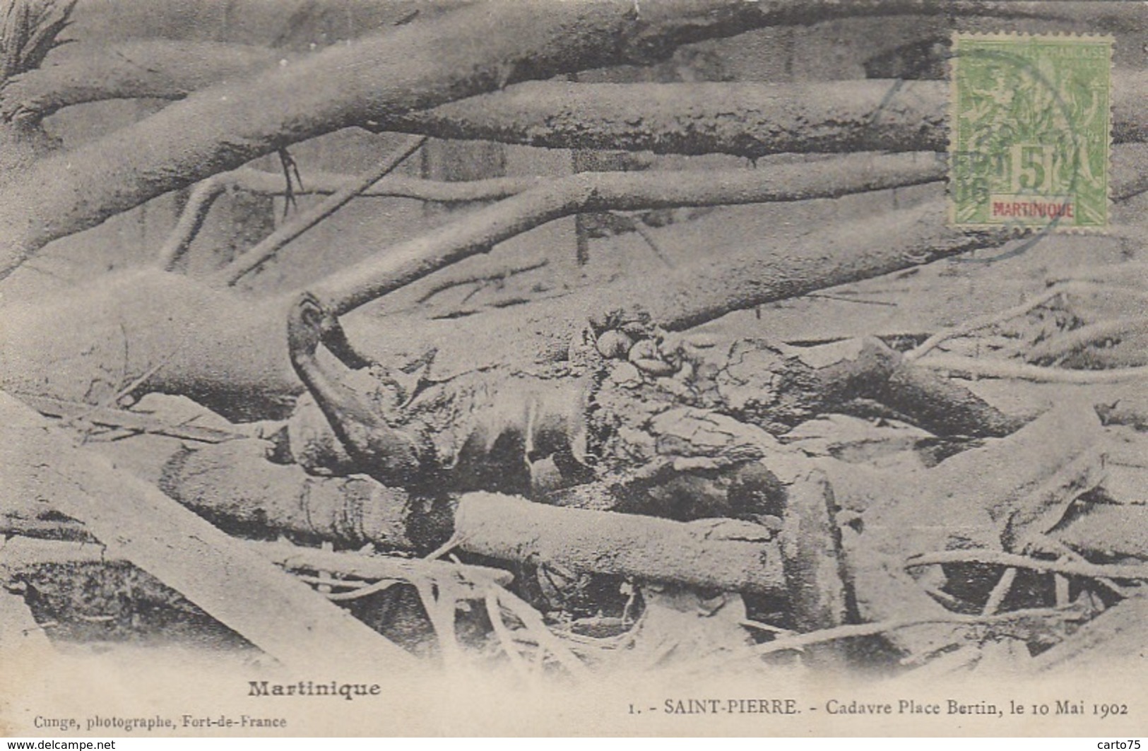 Evènements - Eruption Volcanique De La Montagne Pelée 10 Mai 1902 - Martinique - Saint-Pierre - Cadavre Place Bertin - Autres & Non Classés