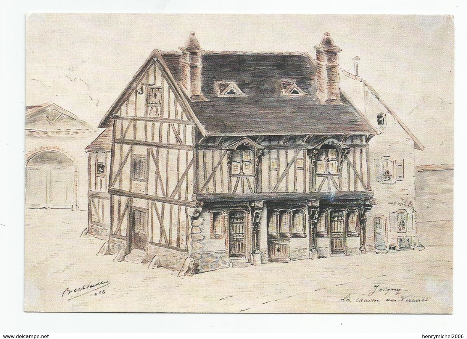 89 Joigny La Maison Du Vicaire Rue Bourg Le Vicomte Dite Ave Maria Dessin De Paul Bertiaux - Joigny