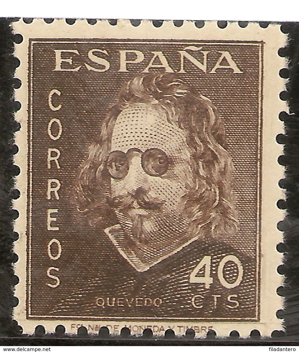España Edifil 989** Mnh  40 Céntimos Castaño  Aniversario Quevedo  1945  NL1543 - Nuovi