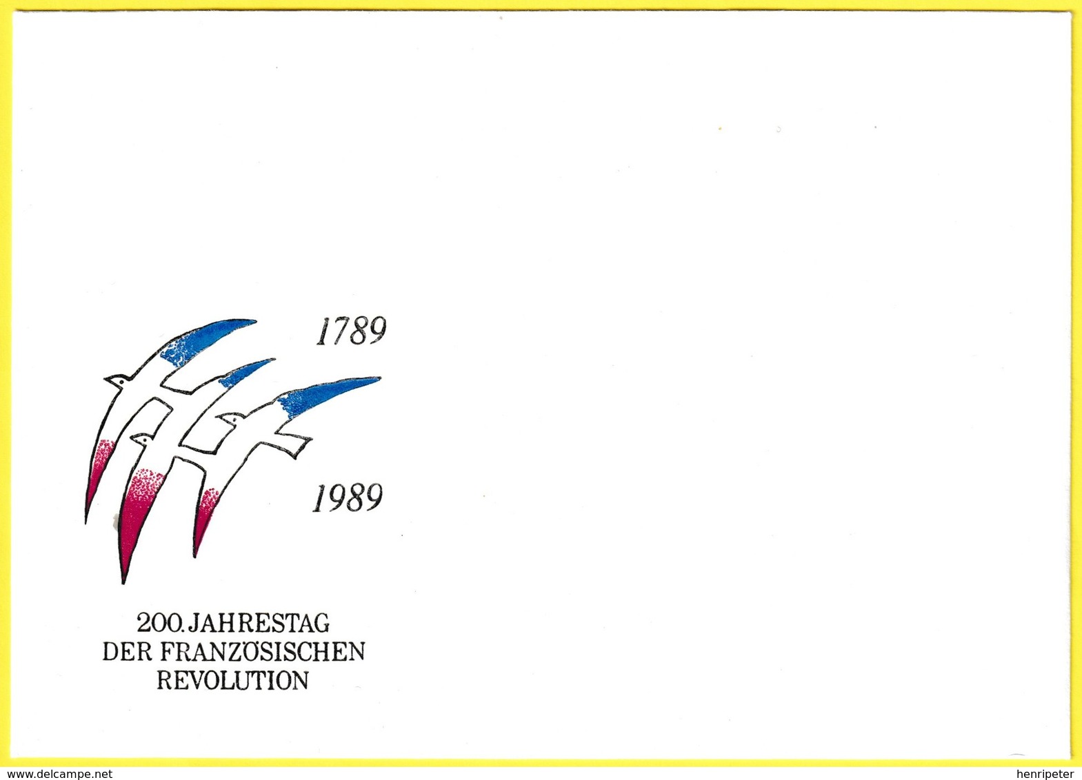 Enveloppe Illustrée - 200. Jahrestag Der Französischen Revolution Bicentenaire De La Révoulution Française - RDA 1990 - Privé Briefomslagen - Ongebruikt