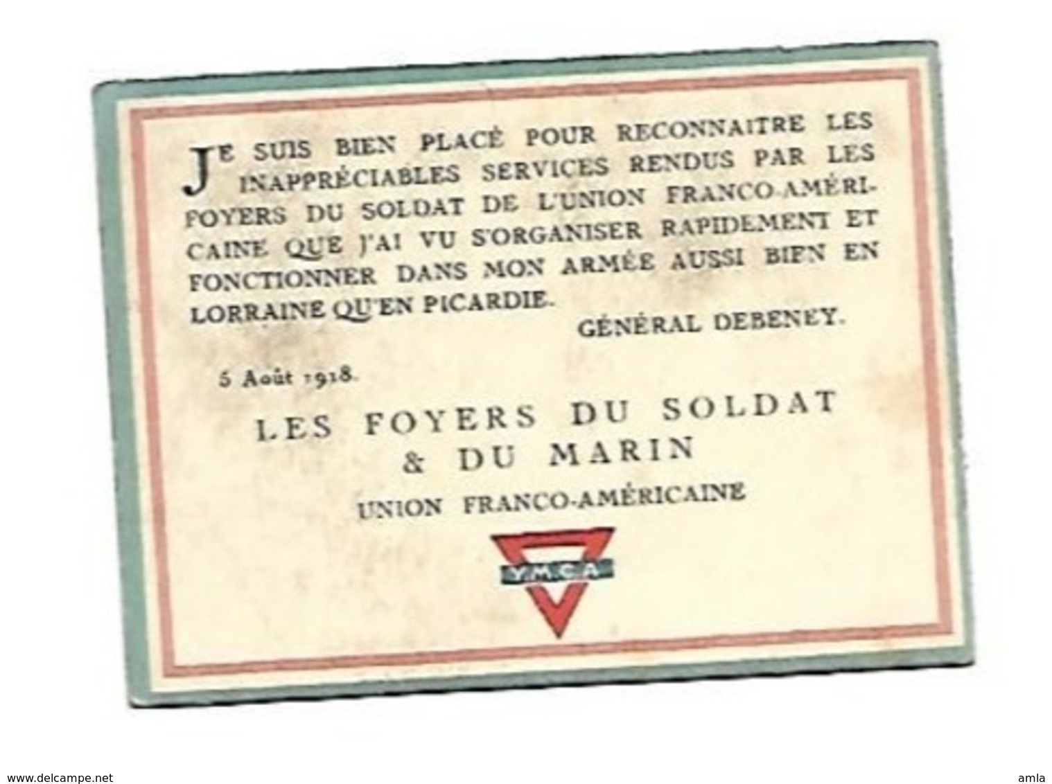 CALENDRIER DE POCHE1919  ROUFFE LES FOYERS DU SOLDAT ET DU MARIN UNION FRANCO AMERICAINE YMCA 5 AOUT 1918 - Kleinformat : 1901-20