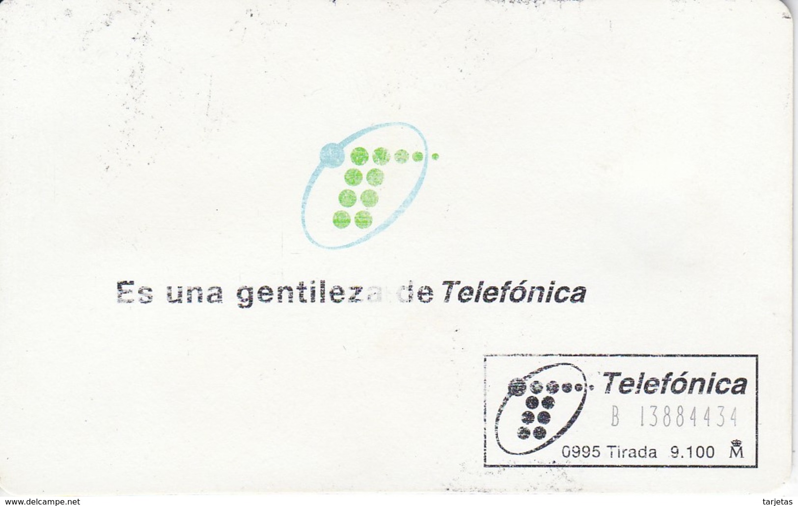 G-008/1 TARJETA DE 100 PTAS DE TIRADA 9100 Y FECHA 09/95 (números Pequeños)(planchada) - Danke-Schön-Karten