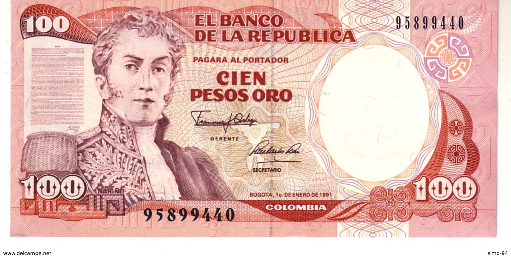 Colombia P.426 100 Pesos 1-01-1991 Unc - Colombia