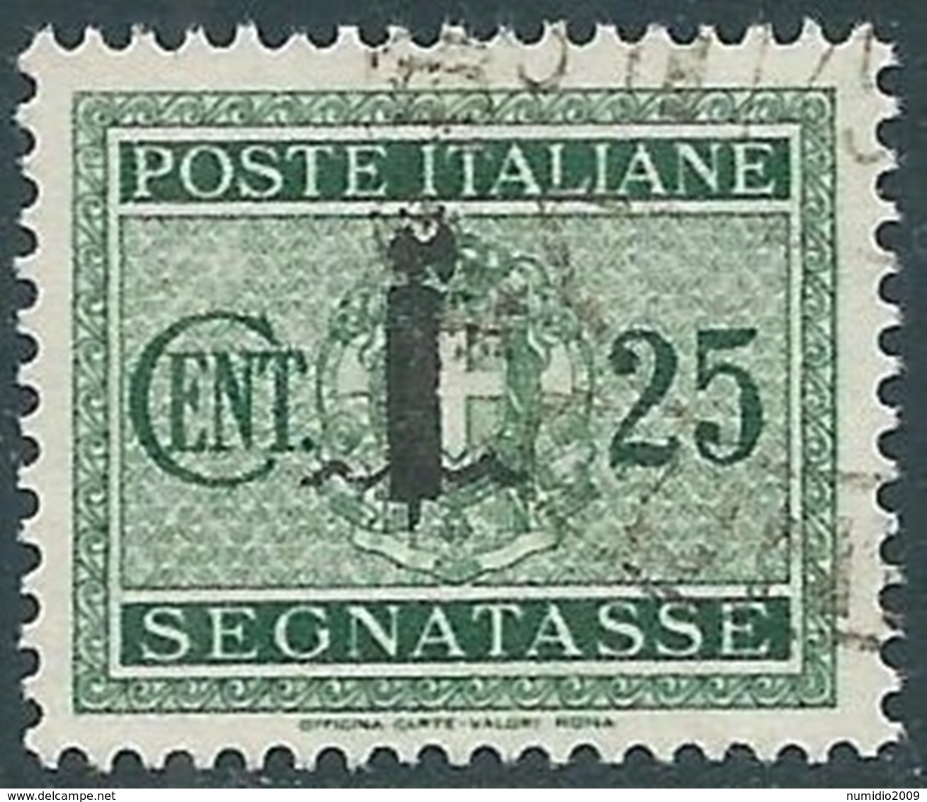 1944 RSI SEGNATASSE USATO 25 CENT - RC13-9 - Portomarken