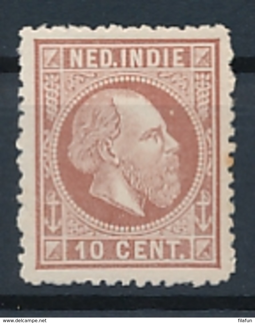 Nederlands Indië - 1868 - 10 Cent Willem III, Proef 20k - Lilabruin - Niederländisch-Indien