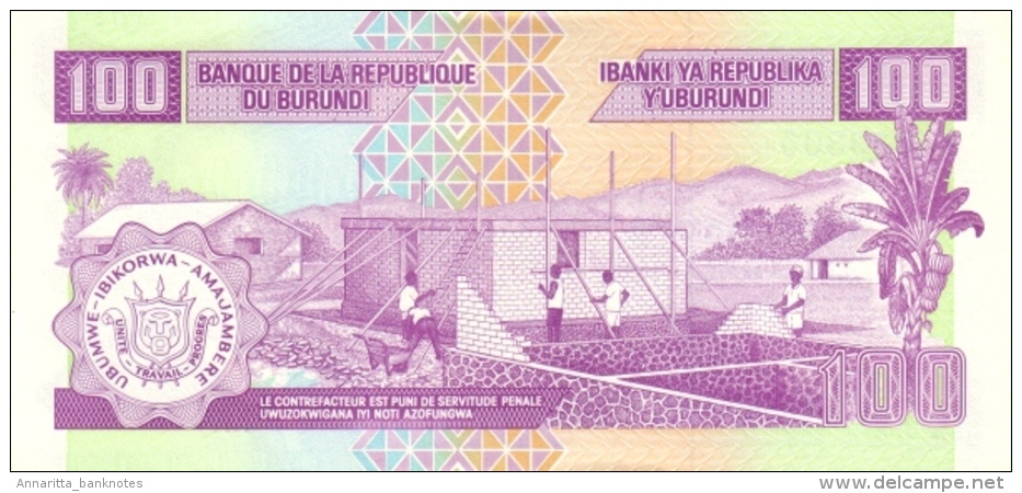 Burundi (BRB) 100 Francs 2007 UNC Cat No. P-37f / BI223f - Burundi