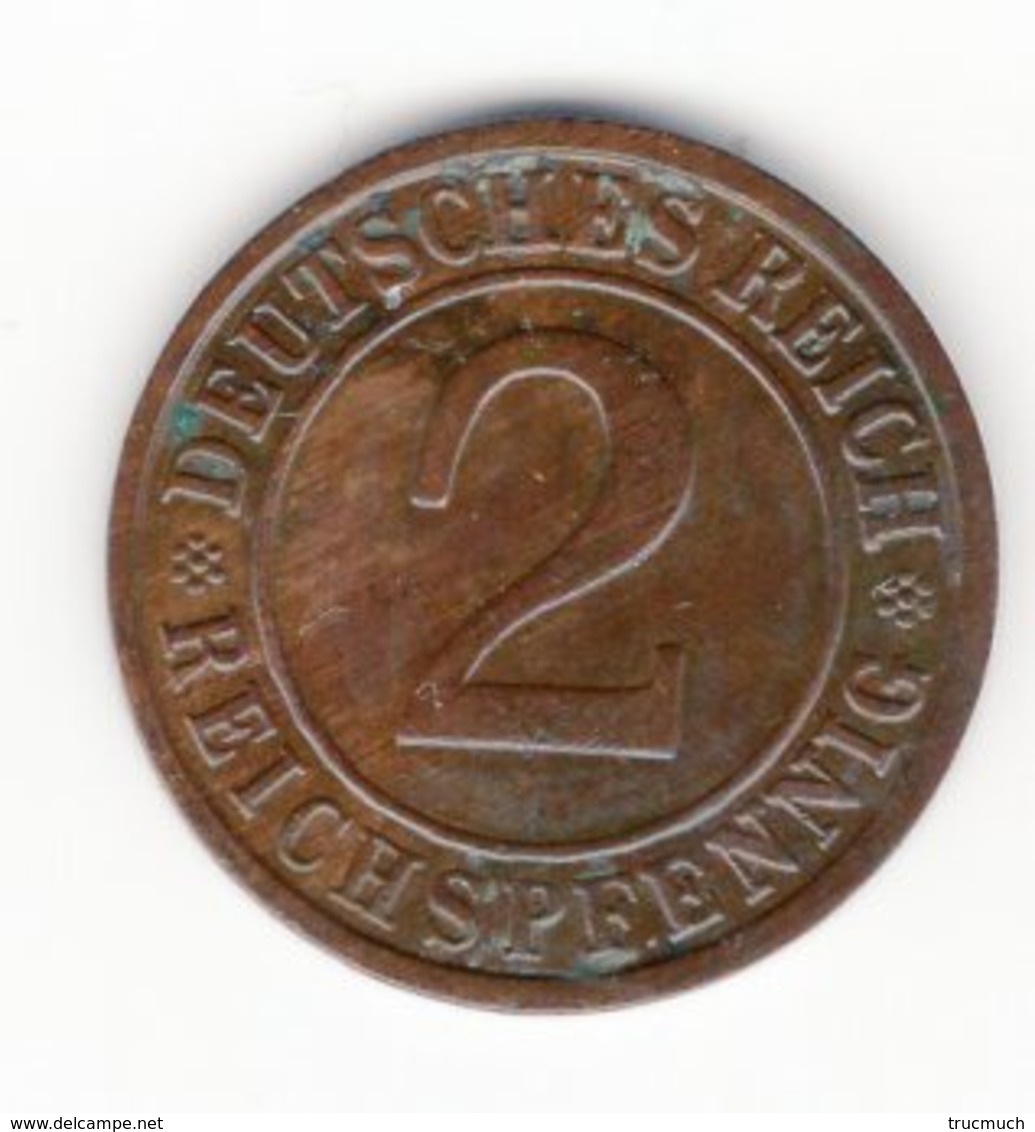 DEUTSCHES REICH - 2 REICHSPFENNIG - 1924  A  - 1936 D - 2 Renten- & 2 Reichspfennig