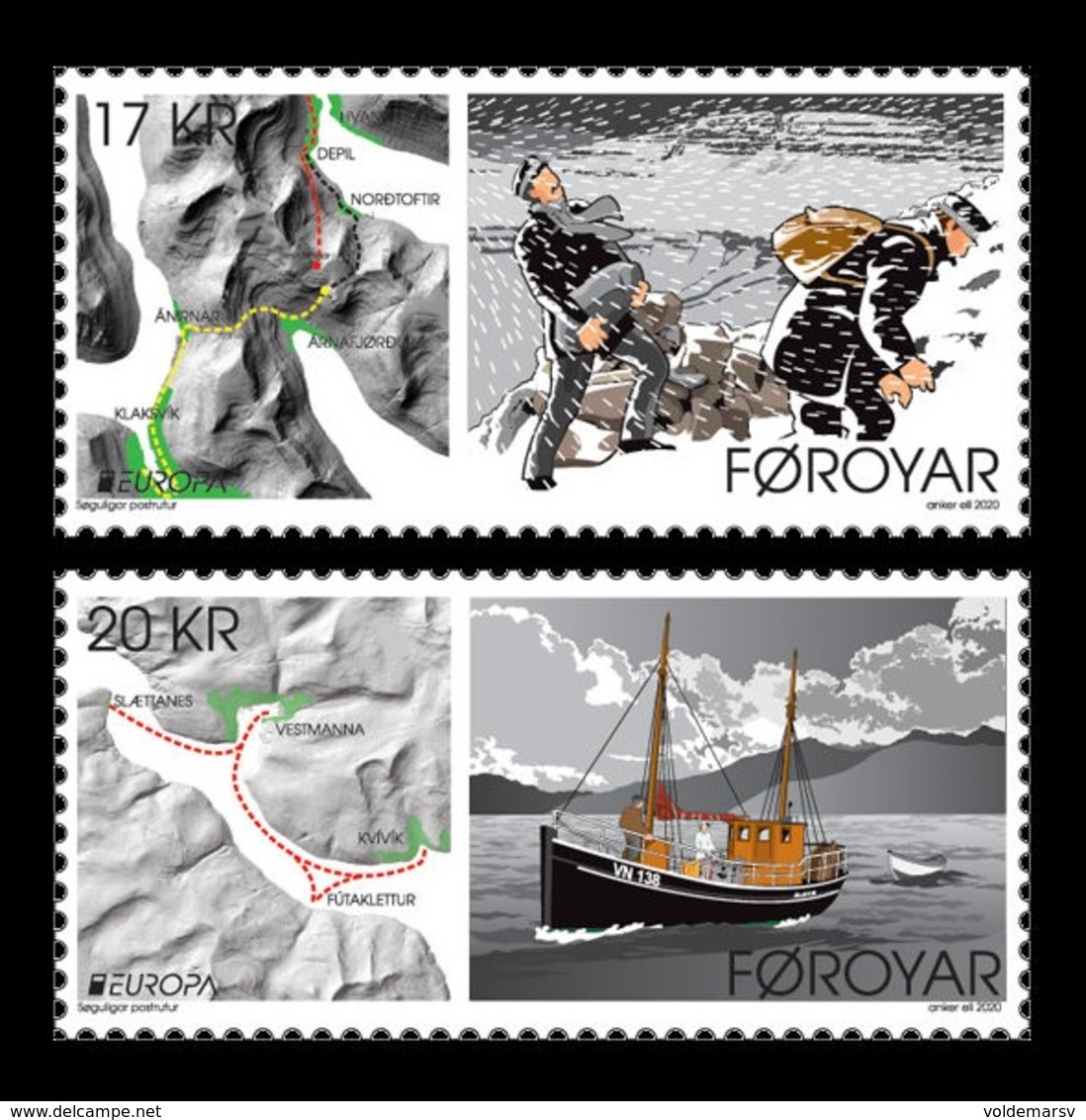 Faroe Islands 2020 Mih. 979/80 Europa. Ancient Postal Routes MNH ** - Faroe Islands