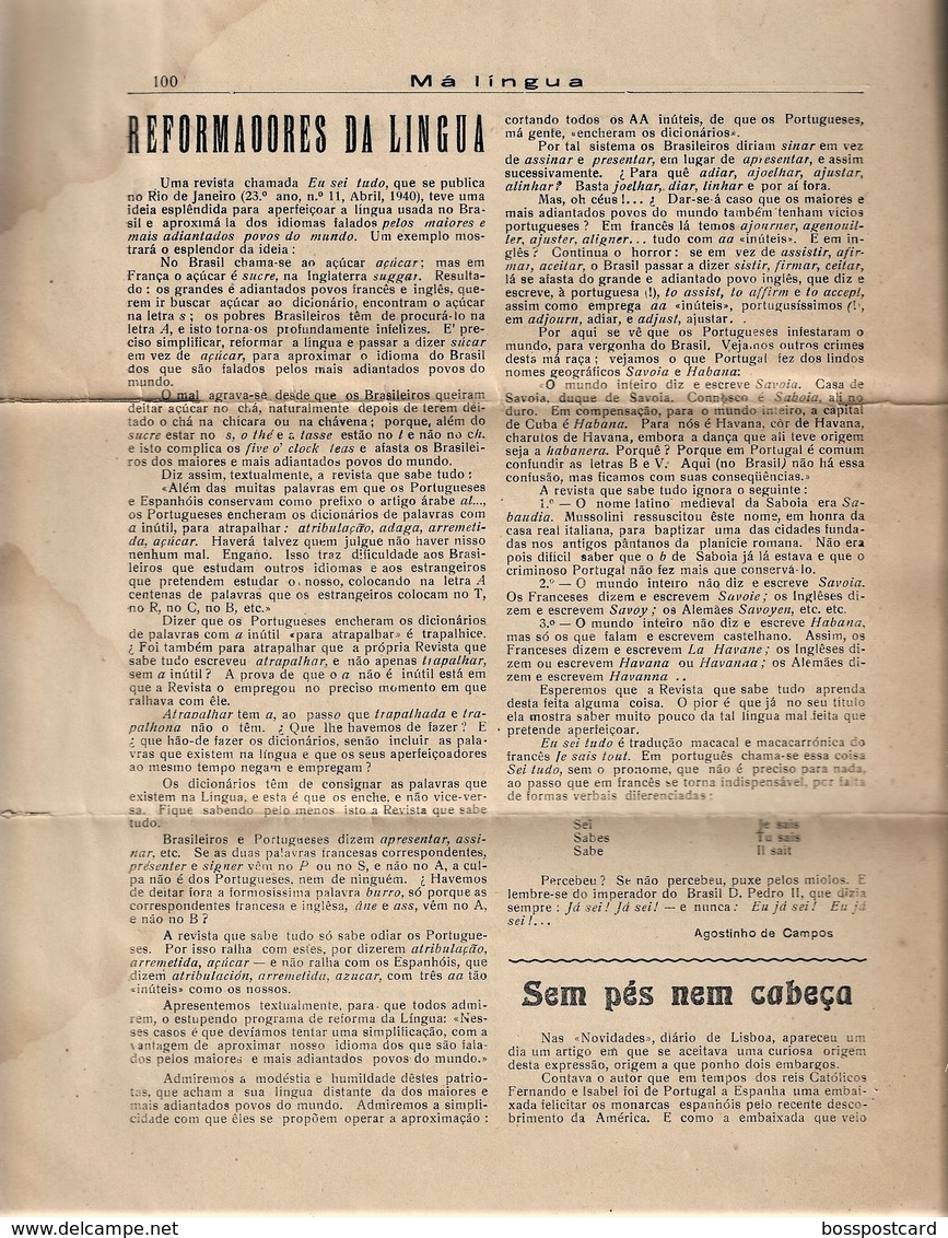 Arcos De Valdevez - Jornal Má Língua Nº 13 De 1940 - Imprensa. Viana Do Castrelo. Portugal. - General Issues