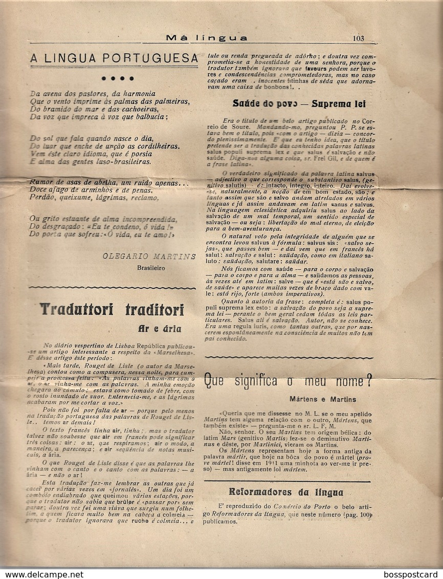 Arcos de Valdevez - Jornal Má Língua Nº 13 de 1940 - Imprensa. Viana do Castrelo. Portugal.