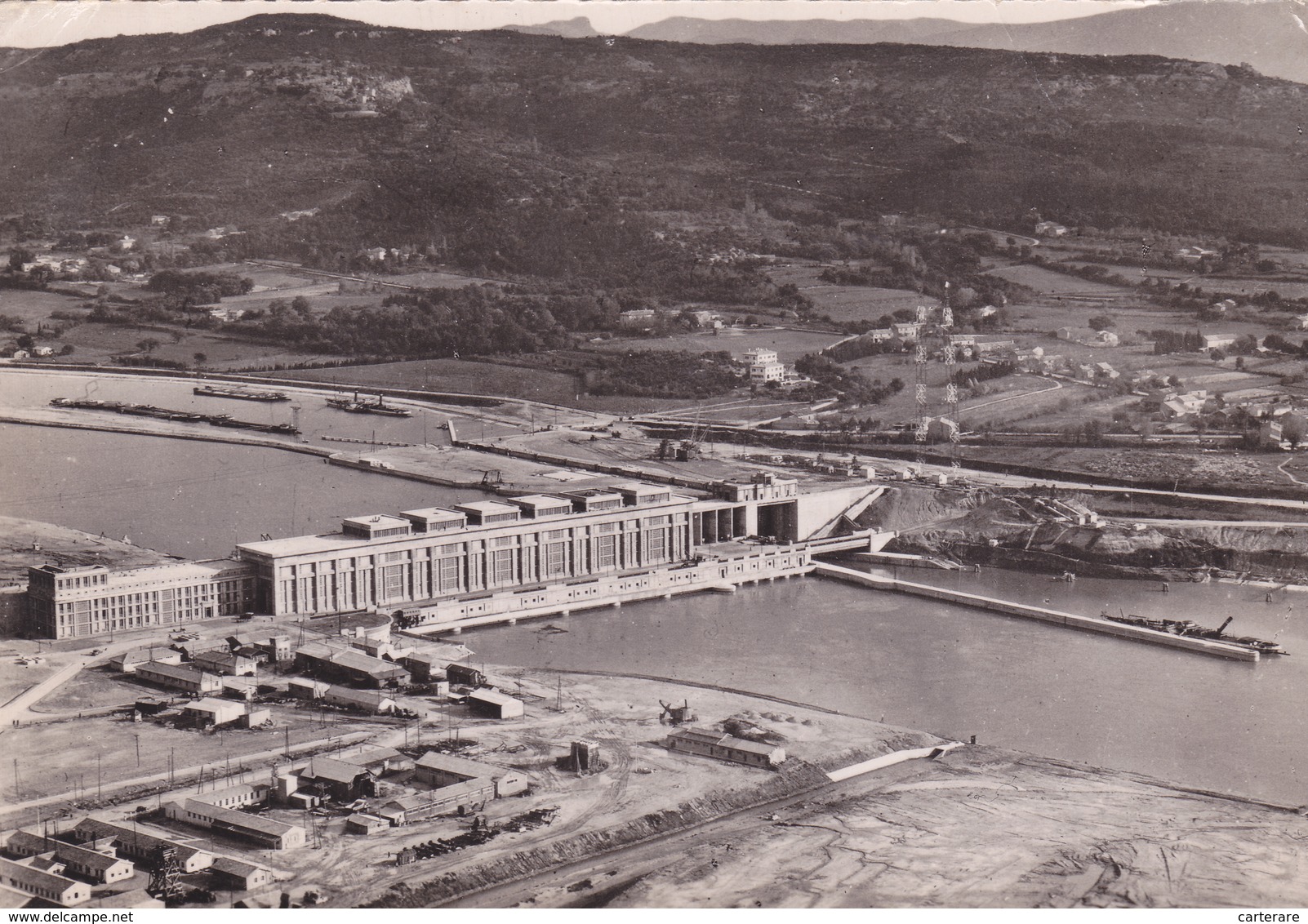 84,VAUCLUSE,DONZERE MONDRAGON,RHONE,CANAL,BARRAGE,USINE,CARTE PHOTO AERIENNE CELLARD DE LYON - Bollene