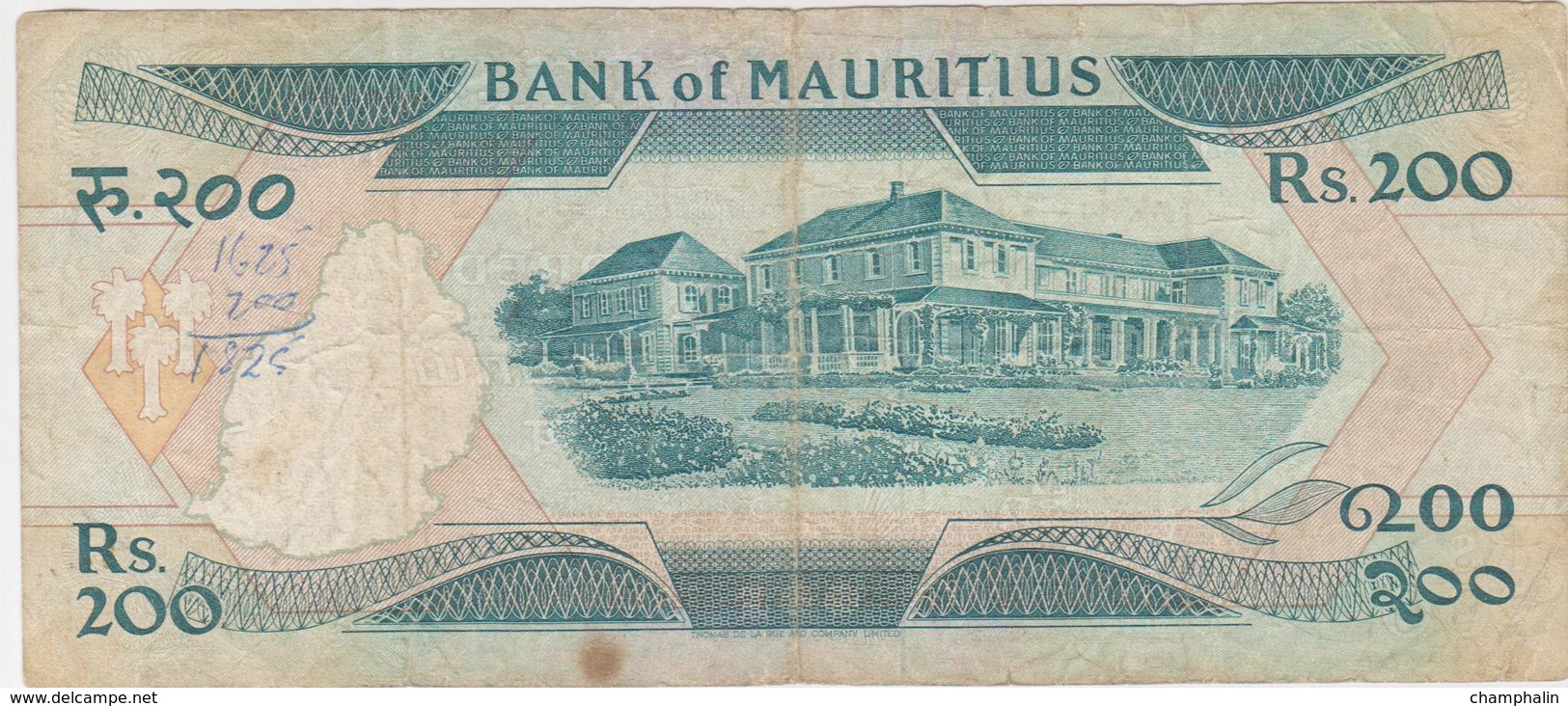 Ile Maurice - Billet De 200 Rupees - Seewoodsagur Ramgoolam - Non Daté (1985) - P39 - Mauritius