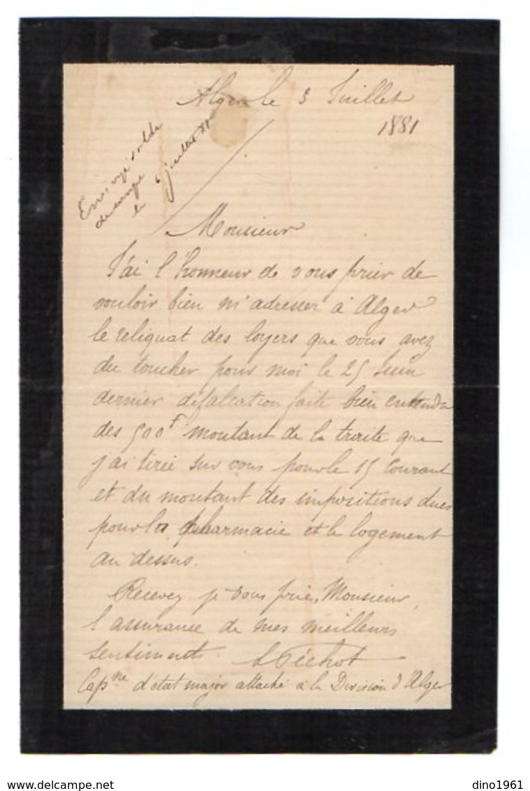 VP17.056 - MILITARIA - ALGERIE 1881/89 - 7 Lettres Du Capitaine D'Etat Major à La Division D'ALGER L. PECHOT ( Zouave ) - Documenten