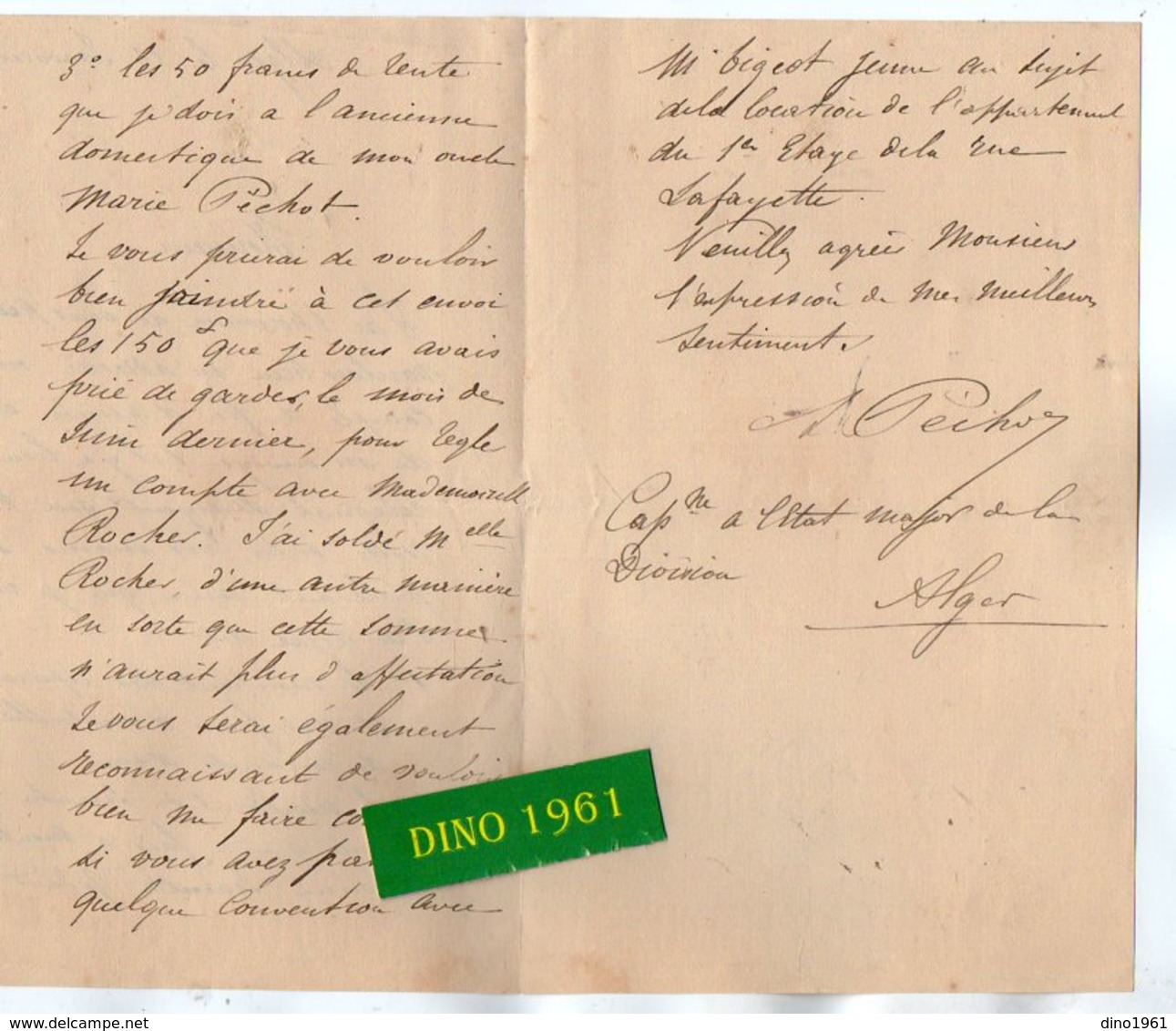 VP17.056 - MILITARIA - ALGERIE 1881/89 - 7 Lettres du Capitaine d'Etat Major à la Division d'ALGER L. PECHOT ( Zouave )