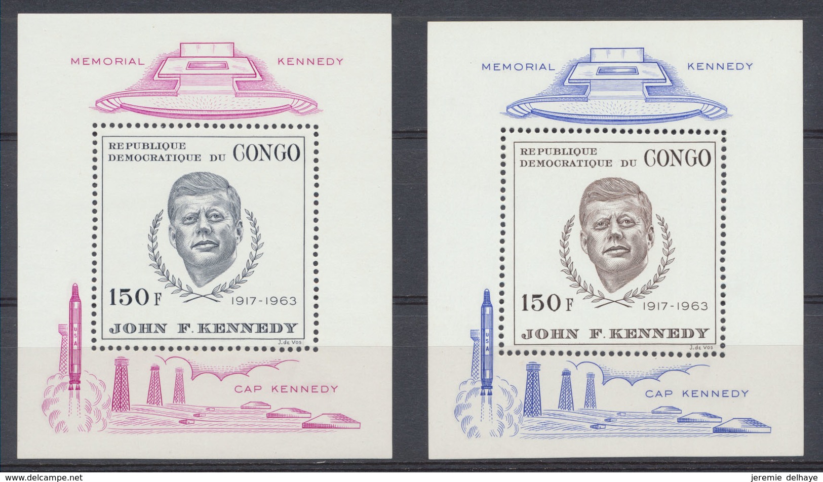 Congo Belge - République Démocratique (1966) : Mémorial John F. Kennedy Erreur D Au Lieu De ND : BL19/20** , MNH - Blocks & Kleinbögen