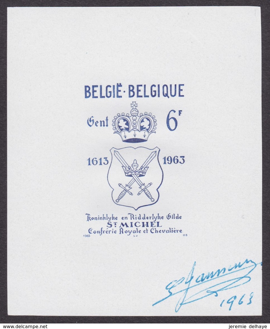 Essai - épreuve Du Coin Définitif Type N°1248 "350e Anniversaire Escrime" Sur Papier Blanc Lisse, Impression Bleu Noir - Proofs & Reprints