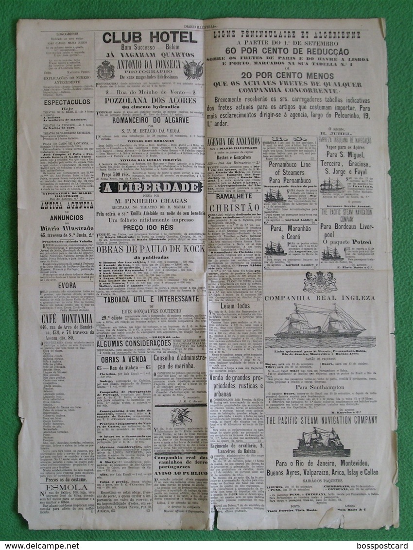 Lisboa - Torre De Moncorvo - Jornal Diário Ilustrado Nº 708 De 1874 - Imprensa. Bragança. - Allgemeine Literatur