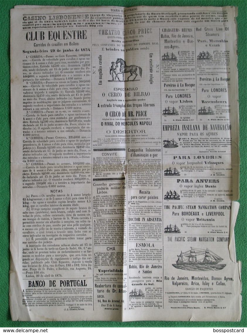 Lisboa - Torre De Moncorvo - Jornal Diário Ilustrado Nº 606 De 1874 - Imprensa. Bragança. - Algemene Informatie