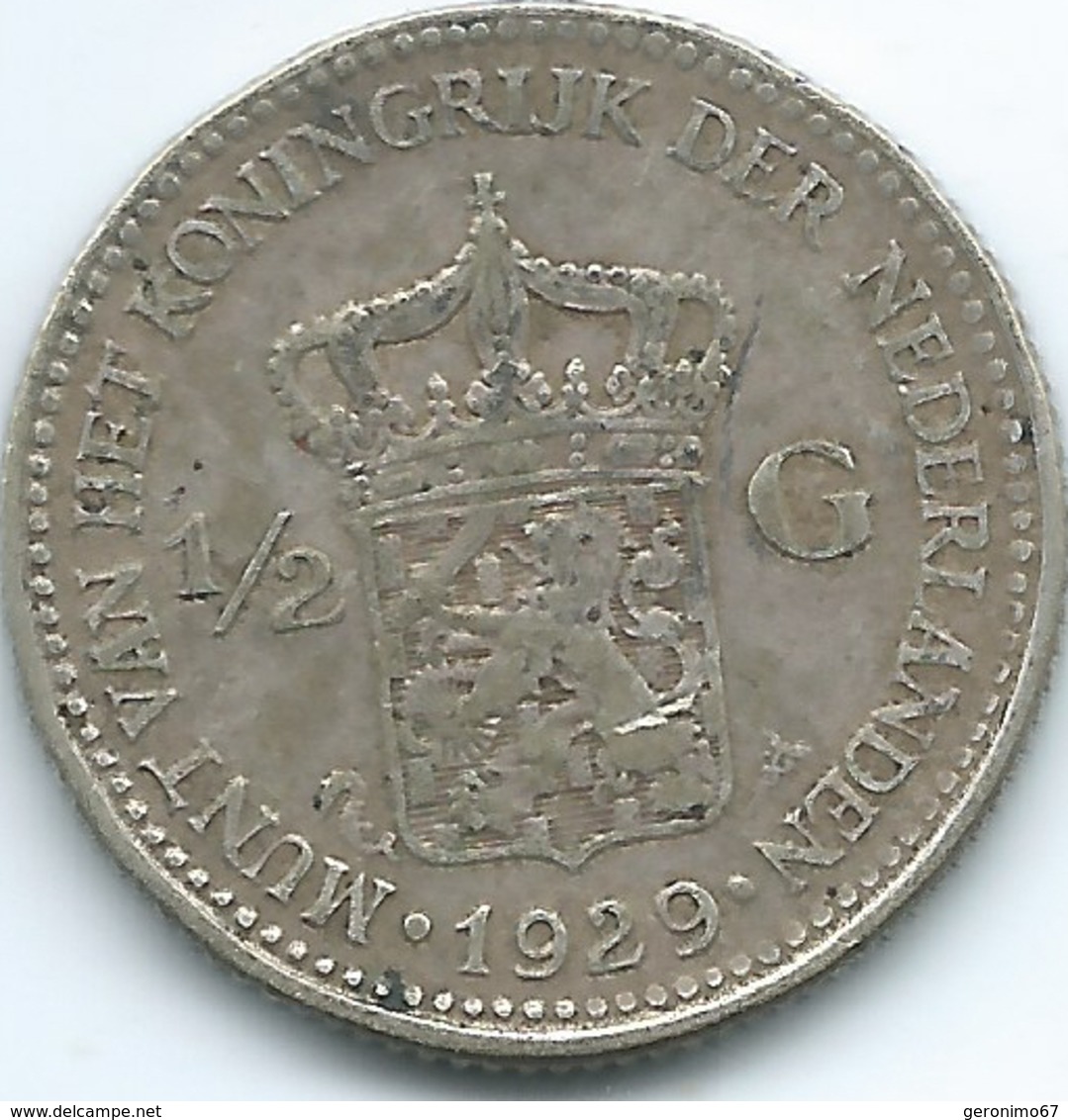 Netherlands - Wilhelmina - 1929 - ½ Gulden - KM160 - 1/2 Gulden