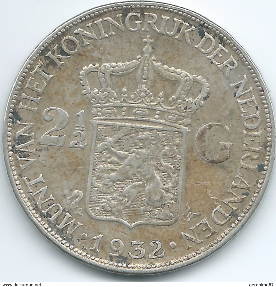 Netherlands - Wilhelmina - 1932 - 2½ Gulden - KM165 - 2 1/2 Florín Holandés (Gulden)