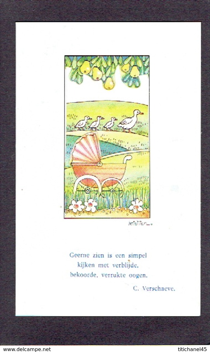 Faire-part De Naissance De Begga VAN DEN BUSSCHE Te HOFSTADE 1984 - Illustrateur KRIESTIEN - Zie 2 Scans - Nacimiento & Bautizo