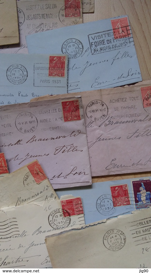 90 lettres période 1918-48, pour timbres ou oblitérations, divers états, majorité avec correspondances à l'int. (350g)
