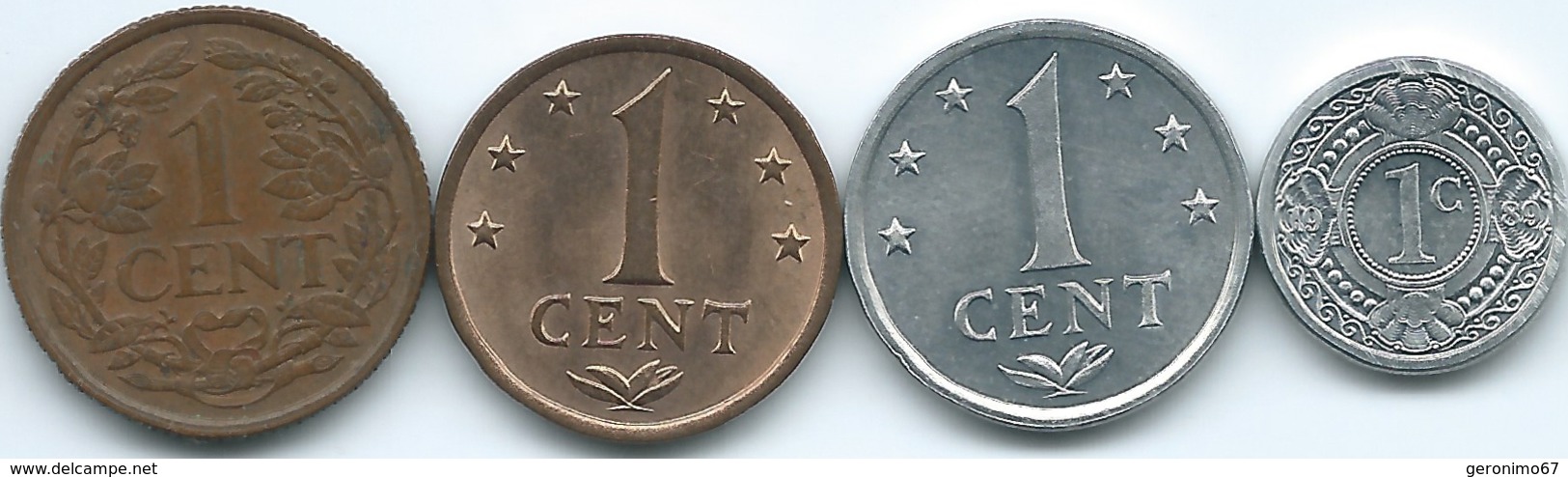 Netherlands Antilles - 1 Cent - 1959 (KM1) 1970 (KM8) 1984 (KM8a) & 1989 (KM32) - Nederlandse Antillen