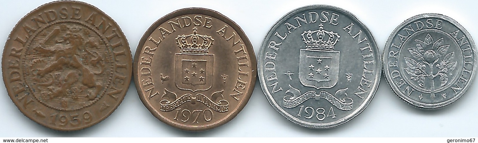 Netherlands Antilles - 1 Cent - 1959 (KM1) 1970 (KM8) 1984 (KM8a) & 1989 (KM32) - Nederlandse Antillen