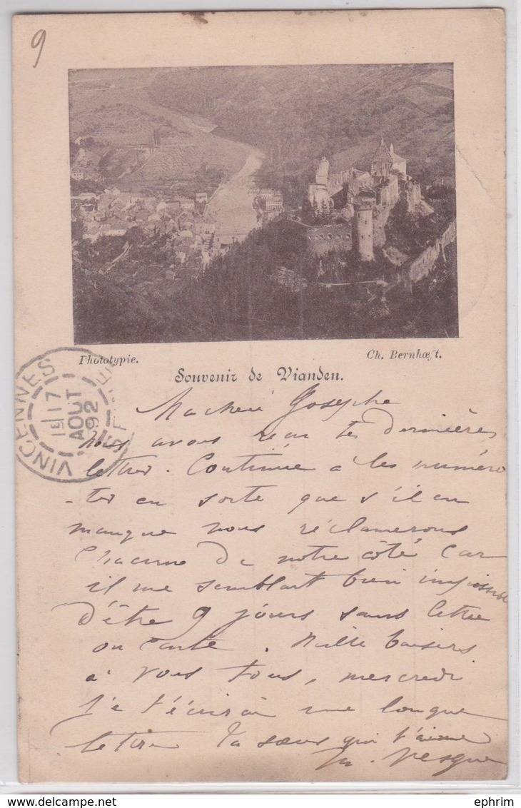 Souvenir De Vianden 1892 Cpa Pionnière Luxembourg - Vianden