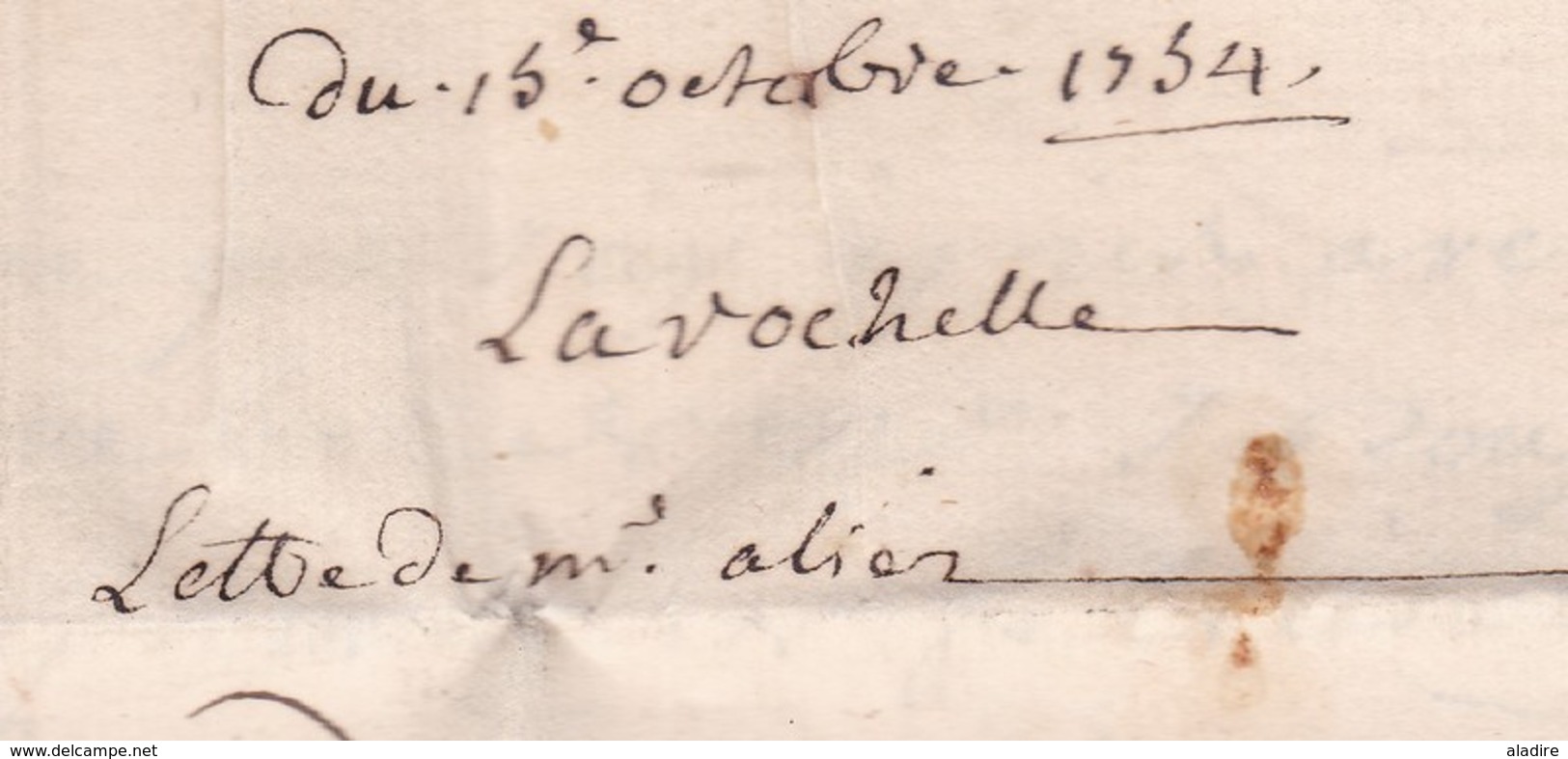 1754 - Marque Postale  La Rochelle, Auj. Charente Maritime Sur LAC Vers Montauban, Auj .Tarn Et Garonne - 1701-1800: Voorlopers XVIII