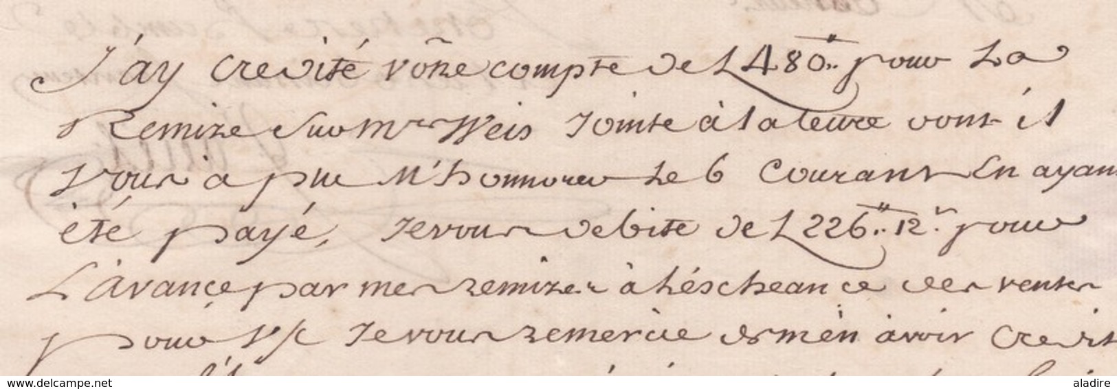 1754 - Marque postale  La Rochelle, auj. Charente Maritime sur LAC vers Montauban, auj .Tarn et Garonne